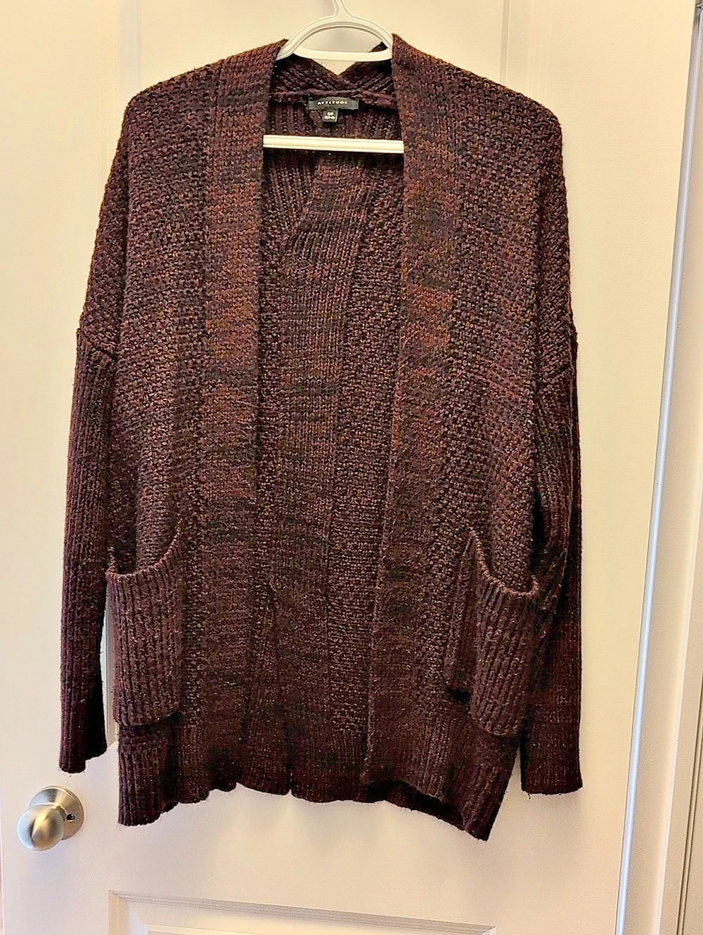 Attitude Open Front Knit Cardigan